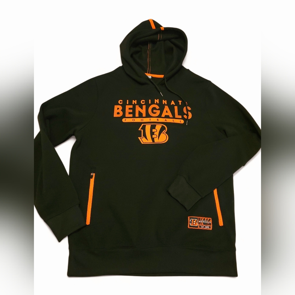 Cincinnati Bengals NFL Team Hoodie Mens M Black Orange Football Pullover NWOT